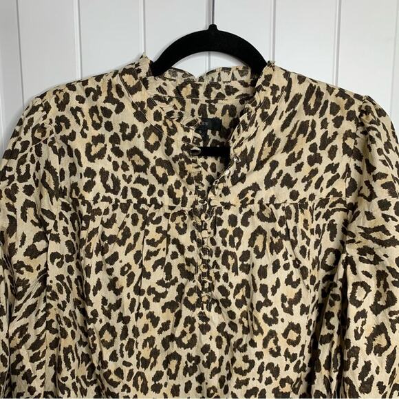 J crew leopard puff sleeves‎ shirt size small - Picture 2 of 7
